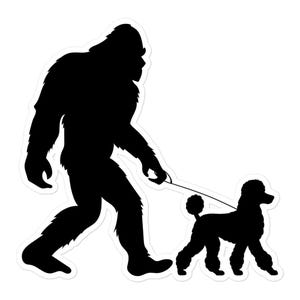 Bigfoot Walking Poodle, Sasquatch Walking Poodle, Funny Bigfoot, Funny Sasquatch Sticker, Funny Sasquatch, Sasquatch Sticker, Poodle Lover