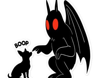 Mothman Chihuahua Boop Sticker, Funny Cryptid Art