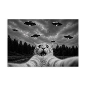 Lustige Katzen-Alien-Invasion Postkarte