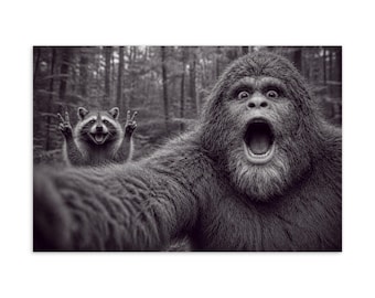 Sasquatch & Raccoon Peace Sign Postcard