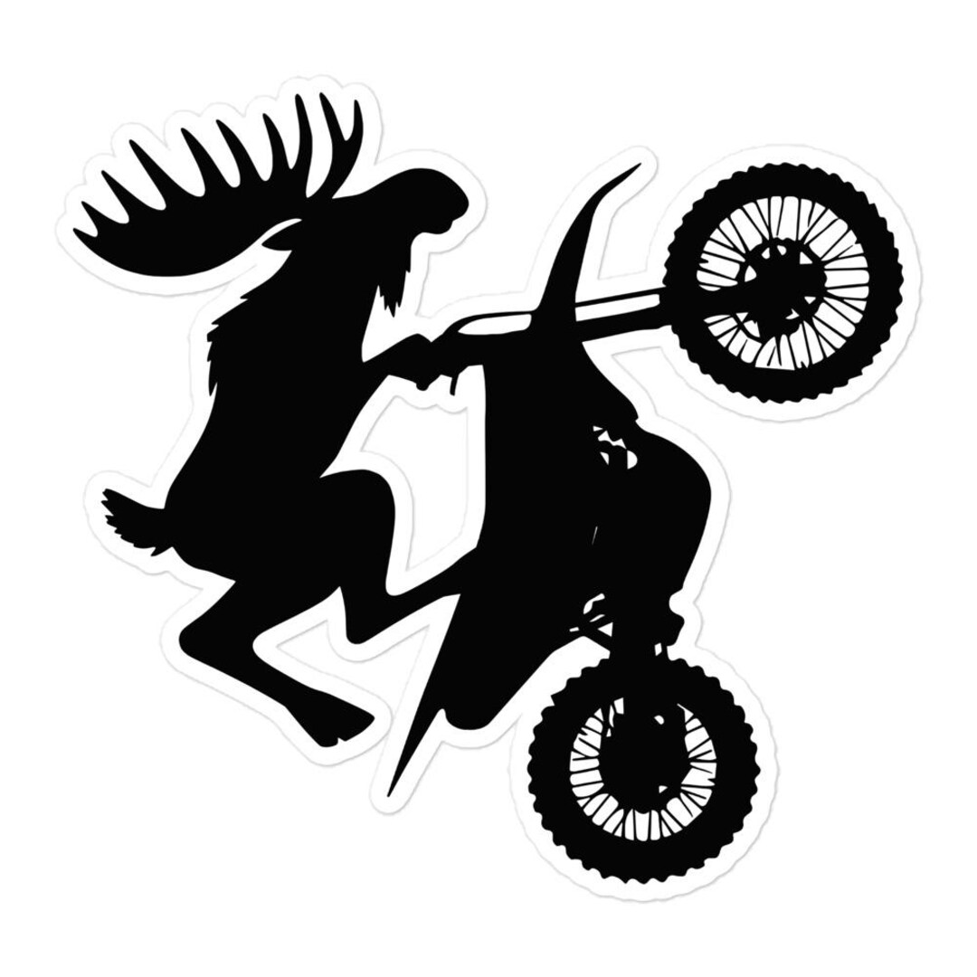 Moose Riding Dirt Bike, Moose Sticker, Dirt Bike, Dirt Bike Sticker ...