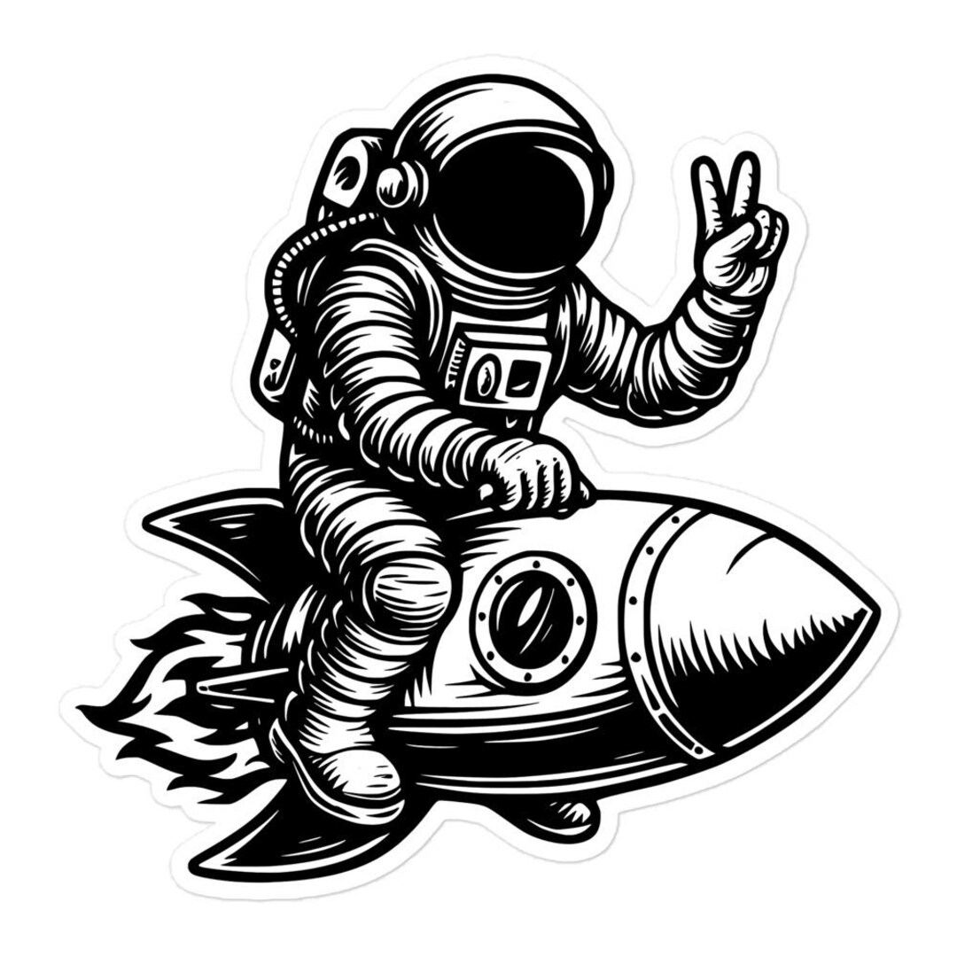Rocket Operator Sticker Astronaut Riding on Rocket Sticker - Etsy