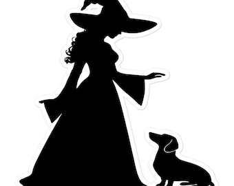 Witch Dachshund Lover, Dachshund Sticker, Halloween Sticker, Dachshund Mom, Dachshund Mama, Dachshund Dad, Dachshund Lover, Dachshund Lover
