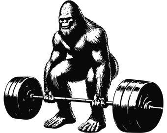Bigfoot levantando peso muerto, Bigfoot Png, Descarga instantánea, Png transparente, Arte digital, Descargar archivo, Descarga digital, Sasquatch Png,