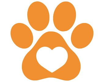 Orange Paw Heart PNG, Pet Lover Design (Digital Download)