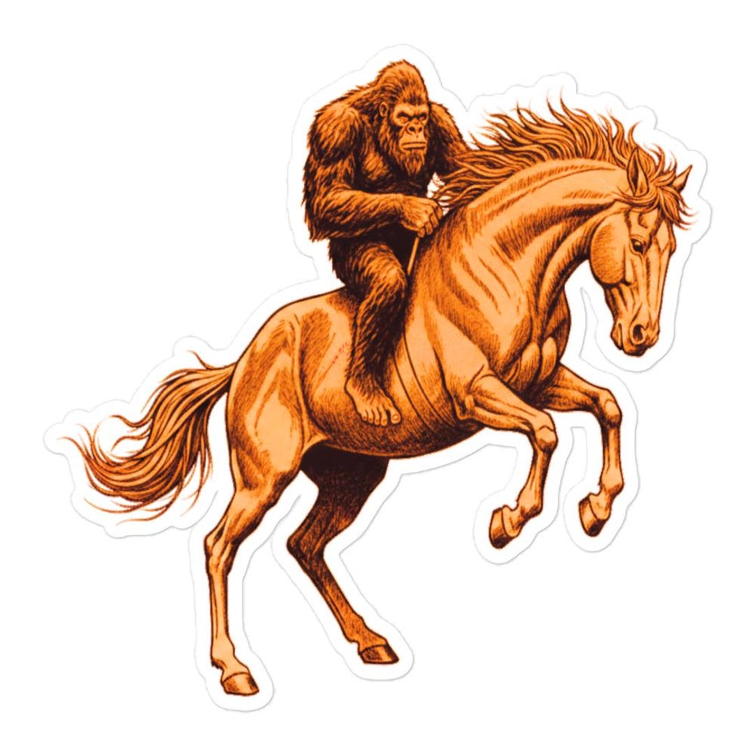 Bigfoot Riding Wild Bronco Sticker - Etsy
