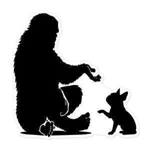 Bigfoot Sitting With Frenchie, Bigfoot, Sasquatch, Frenchie, Dog Mom, Dog Mama, Dog Dad, Dog Lover, Dog Lovers, Funny Bigfoot