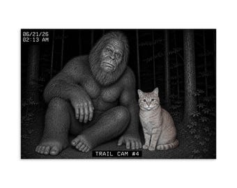 Bigfoot with Orange Cat Trail Cam Postcard