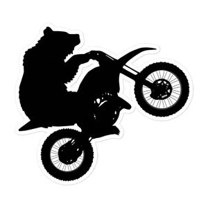 Ours rigolo sur moto tout terrain, moto tout-terrain, autocollant moto cross, motocross, autocollant motocross, autocollant moto cross, autocollant Supercross, braap