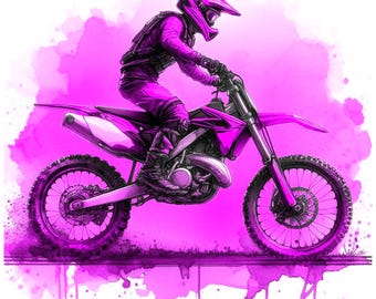 Watercolor Dirt Bike Rider Purple, Transparent Png, Dirtbike Png, Dirt Bike Png, Offroad Png, Instant Download Png, Digital Download