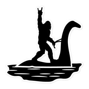 Bigfoot Riding Loch Ness Monster Vinyl Sticker