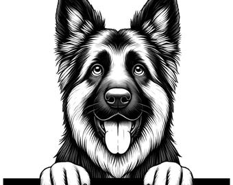 Peeking German Shepherd Png, German Shepherd Png, German Shepherd Png File, transparent png, Instant Download, Png Instant Download