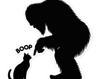 Bigfoot Sasquatch Cat Boop, grappige Bigfoot-sticker, grappige Sasquatch-sticker, grappige kattensticker, kattenmoeder, kattenmama, kattenvader, kattenliefhebber, kat