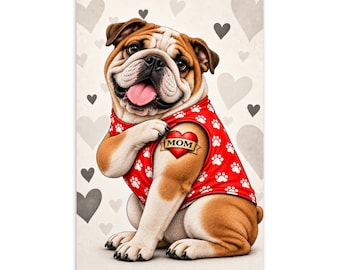 English Bulldog Mom Tattoo Postcard