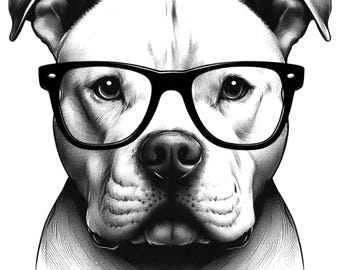 Pitbull W Okularach Png, Pitbull Png, Pitbull Pobierz Plik, Przezroczysty Png, Natychmiastowe Pobieranie, Pitbull Twarz Ilustracja