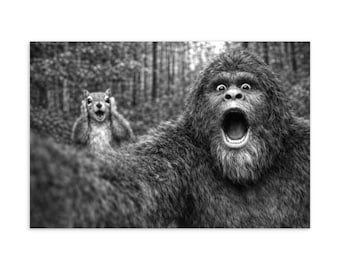 Bigfoot Selfie Squirrel Photobomb Postcard