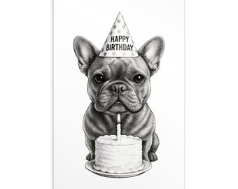 French Bulldog Puppy Happy Birthday Postcard