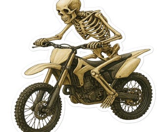 Skeleton Riding Dirt Bike Sticker, Motocross Decal