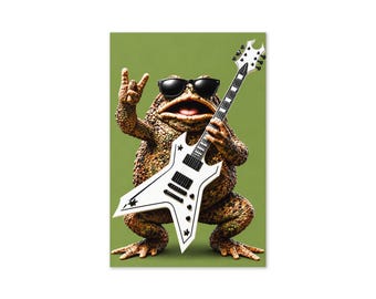 Hope Your Birthday Toadally Rocks | 4 X 6 Greeting Card | Funny Frog Guitar Card
