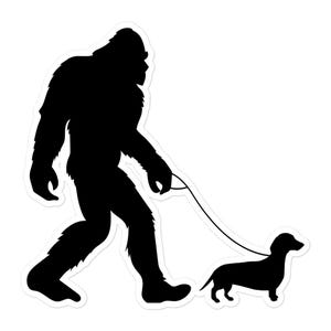 Bigfoot Walking Dachshund, Sasquatch Walking Dachshund, Funny Bigfoot, Funny Sasquatch Sticker, Funny Sasquatch, Sasquatch Sticker