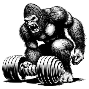 Bigfoot Lifting Weights, Instant Download, Transparent Png, Digital Art, Download File, Digital Download, Bigfoot Png Download