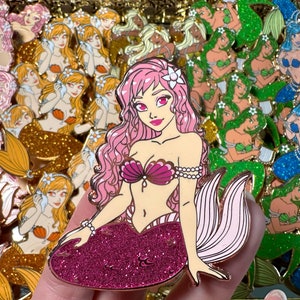 Pink Glitter Mermaid Hard Enamel Pin