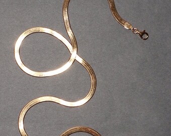 18k Gold Snake Chain Necklace, Gold Herringbone Necklace, Layered Necklace Gold, trendy Necklace, Gold Chain Necklace, Flat chain necklace