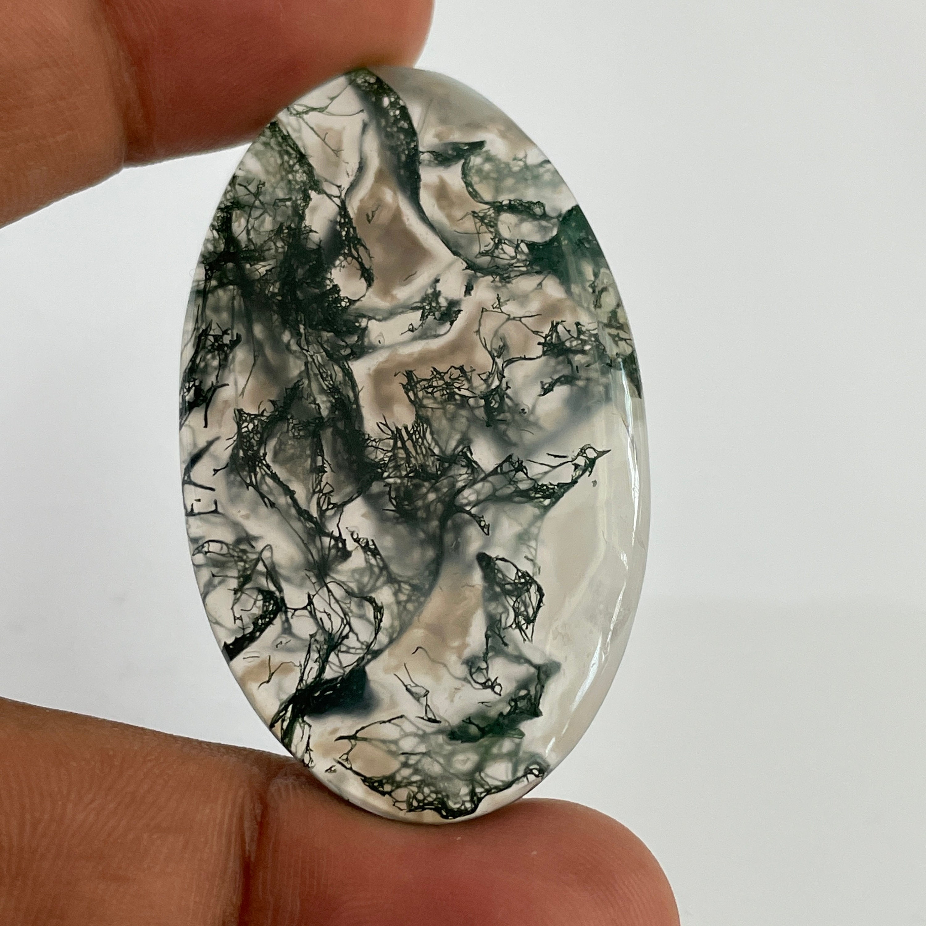 Natural Moss Agate Cabochon Gemstone Jewelry Making Use Pendent  38 Cts 36x23x4 New Year's Sale