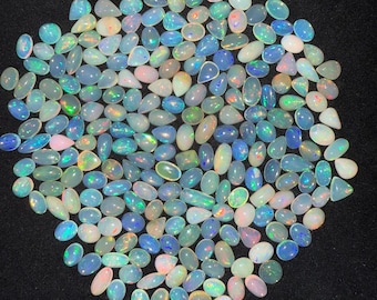 Ethiopian Opal Cabochon Lot: Multi-Fire Gemstones for Jewelry