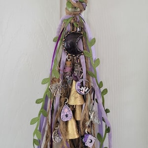 Witches Bells, Lavender Moon Witch Bells: Amethyst Crystal, Wiccan Home Protection