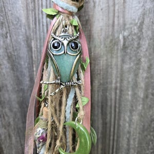 Witch Bells- Fairy Themed, Aventurine Crystal Owl, Home Protection with Crystals