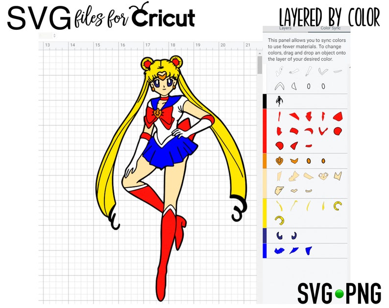 Download Layered SVG Sailor Moon Easy Cut for Cricut Cut file | Etsy