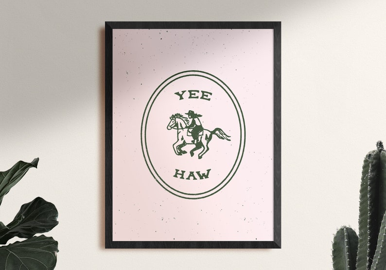 Yee-Haw Pink Poster Art Print, Framed image 1