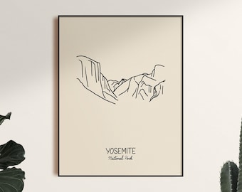 Yosemite National Park Minimalist Poster Art Print, Unframed