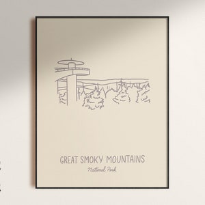 Great Smoky Mountains National Park Minimalist Poster Art Print, Unframed