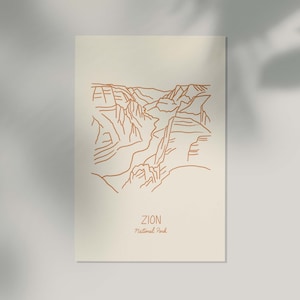 Zion National Park Affiche Minimaliste Mini Carte Postale Imprimer