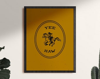 Yee-Haw Gold Framed Poster Art Print