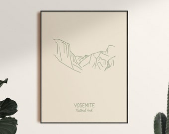 Yosemite National Park Minimalist Poster Art Print, Unframed