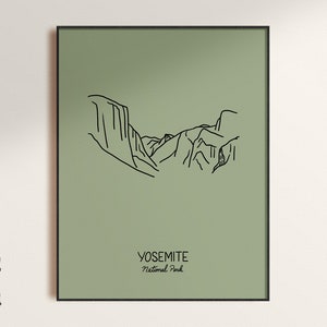 Yosemite National Park Minimalist Poster Art Print, Unframed