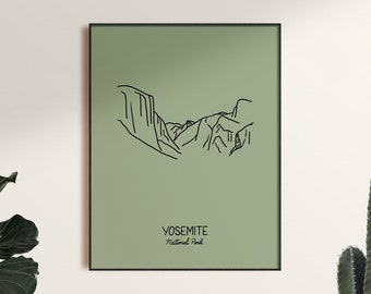 Yosemite National Park Minimalist Poster Art Print, Unframed