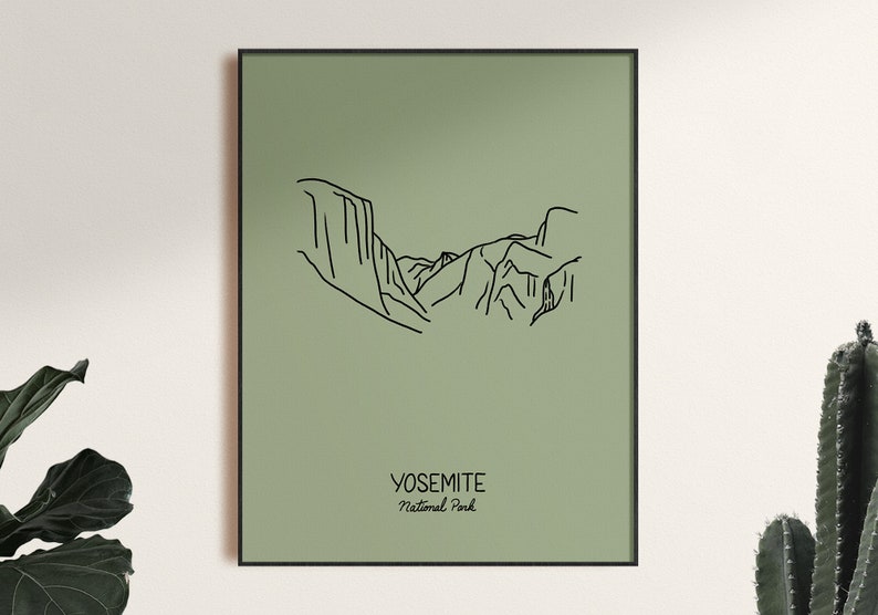 Yosemite National Park Minimalist Poster Art Print, Unframed image 1