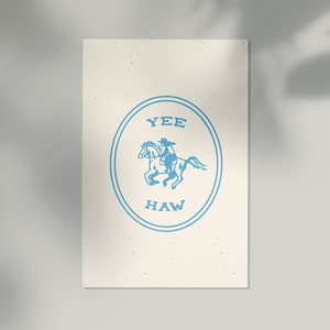 Yee-Haw in Blue ウエスタン ミニポストカード プリント