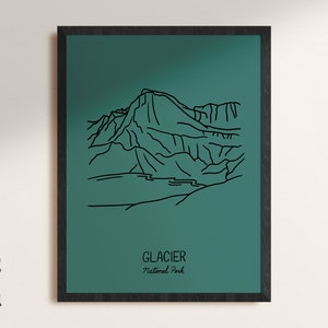 Gletscher Nationalpark Minimalistisches Poster Kunstdruck, gerahmt