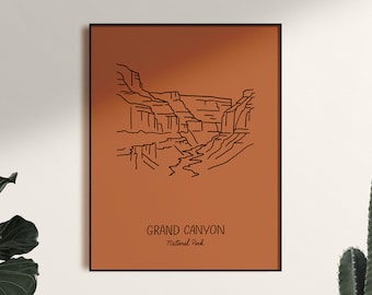 Grand Canyon National Park Minimalist Poster Art Print, Unframed