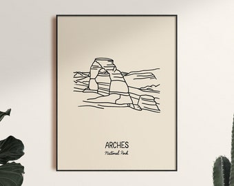 Arches National Park Minimalist Poster Art Print, Unframed