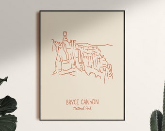 Bryce Canyon National Park Minimalist Poster Art Print, Unframed