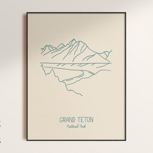 Grand Teton National Park Minimalistisches Poster Kunstdruck, ungerahmt