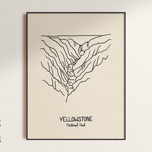 Yellowstone National Park Minimalist Poster Art Print, Unframed