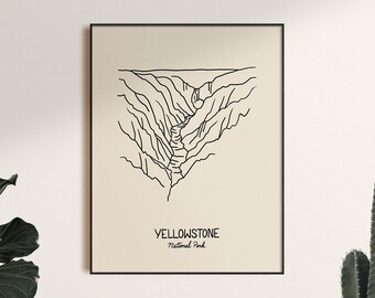 Yellowstone nationalpark minimalistisk poster konsttryck, oramad