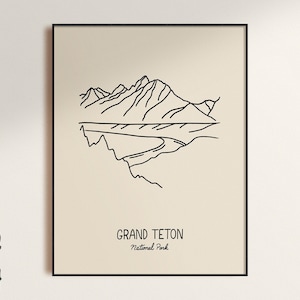 Grand Teton National Park Minimalistisches Poster Kunstdruck, ungerahmt